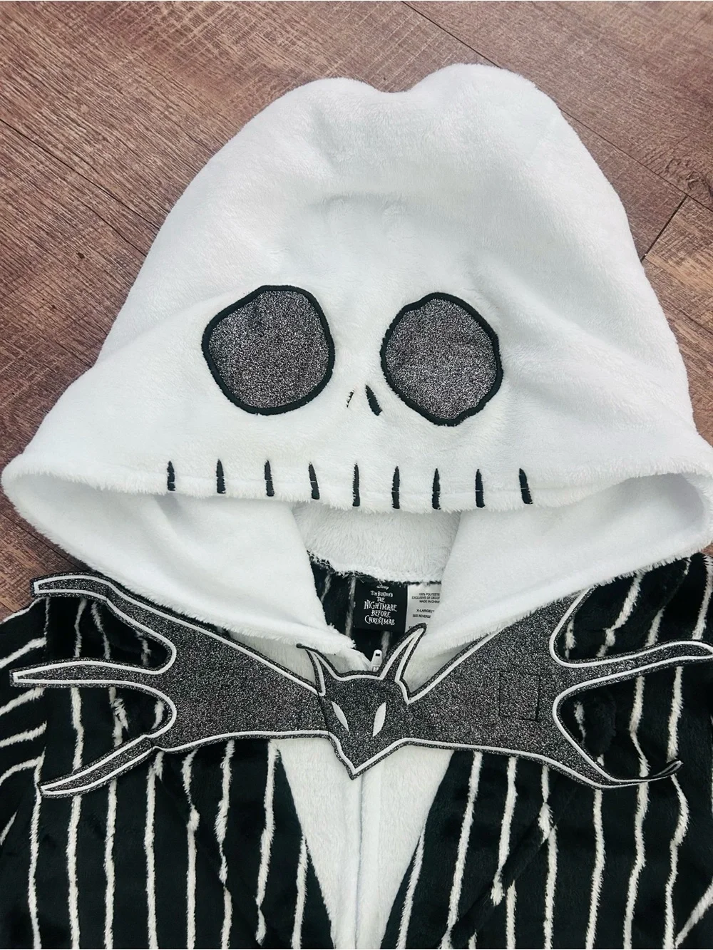 Disney Jack Skellington Black and White Striped Kids Footie Pajamas